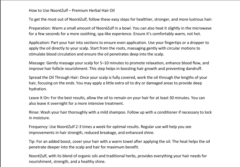 NooréZulf – Premium Herbal Hair Oil